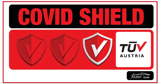 Fame Exclusive Transfers: Πιστοποιήθηκε με το Ιδιωτικό Σχήμα Πιστοποίησης TÜV AUSTRIA CoVid Shield, με το επίπεδο Principal